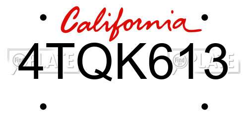 4TQK613 California License Plate