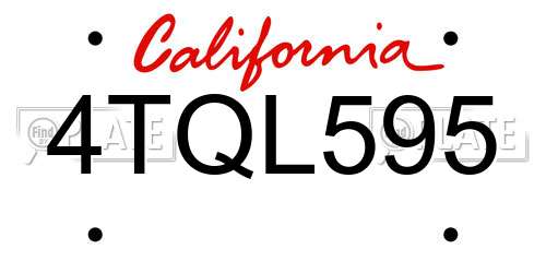 4TQL595 California License Plate