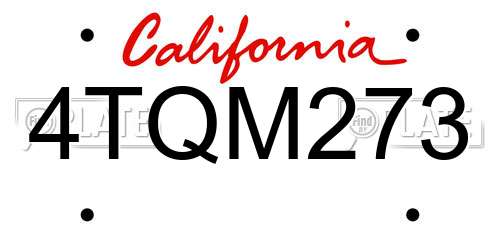 4TQM273 California License Plate