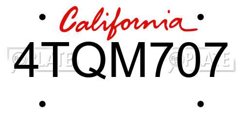 4TQM707 California License Plate