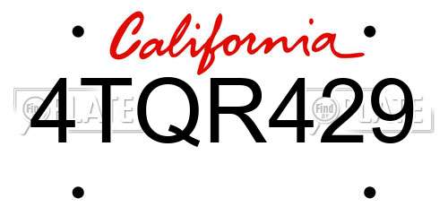 4TQR429 California License Plate