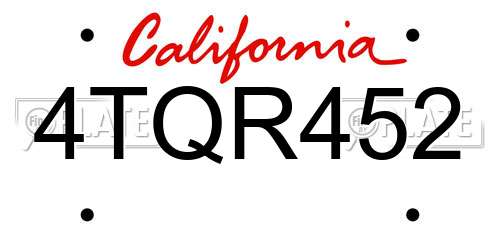 4TQR452 California License Plate
