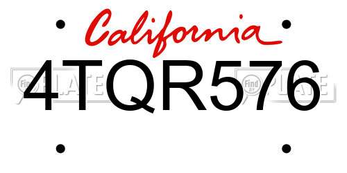 4TQR576 California License Plate