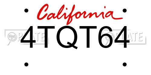 4TQT64 California License Plate