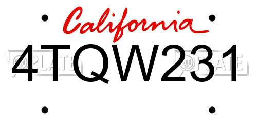 4TQW231 California License Plate