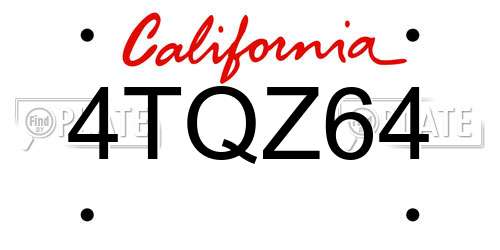 4TQZ64 California License Plate