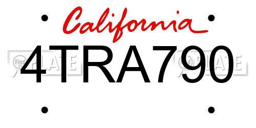 4TRA790 California License Plate