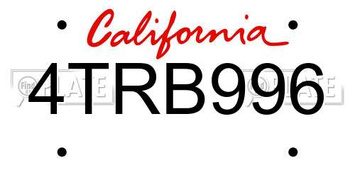4TRB996 California License Plate