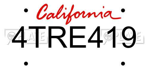4TRE419 California License Plate
