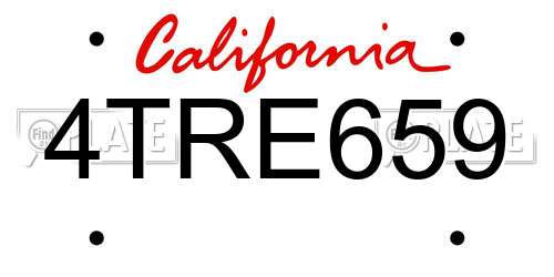 4TRE659 California License Plate
