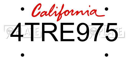 4TRE975 California License Plate