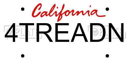 4TREADN California License Plate