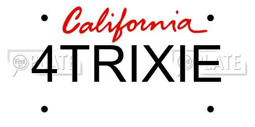 4TRIXIE California License Plate