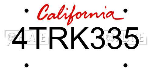 4TRK335 California License Plate