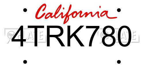 4TRK780 California License Plate