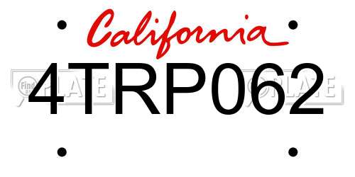 4TRP062 California License Plate