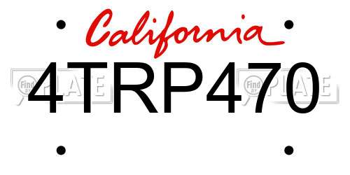 4TRP470 California License Plate