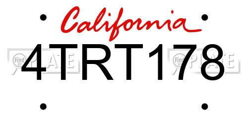 4TRT178 California License Plate