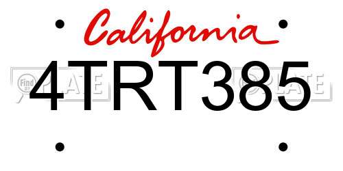4TRT385 California License Plate