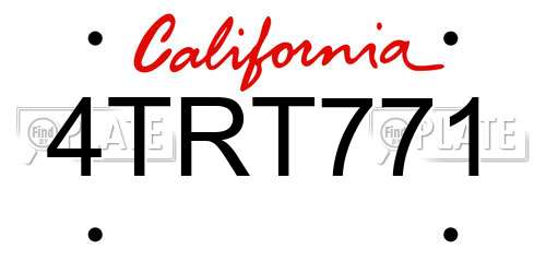 4TRT771 California License Plate