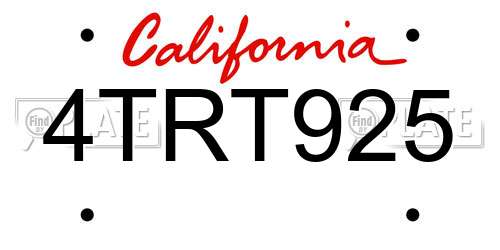 4TRT925 California License Plate