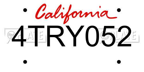 4TRY052 California License Plate