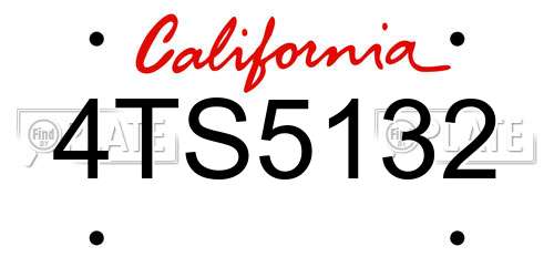 4TS5132 California License Plate