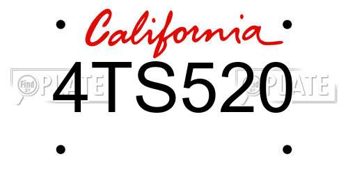 4TS520 California License Plate