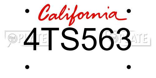 4TS563 California License Plate