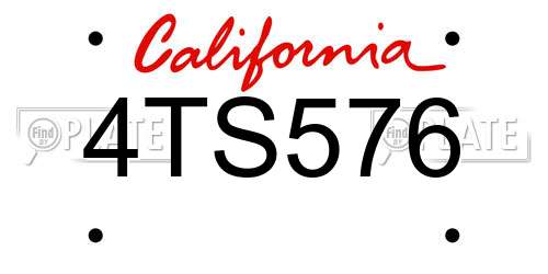 4TS576 California License Plate