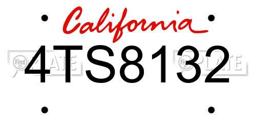 4TS8132 California License Plate