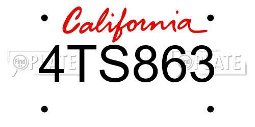 4TS863 California License Plate