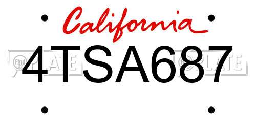 4TSA687 California License Plate
