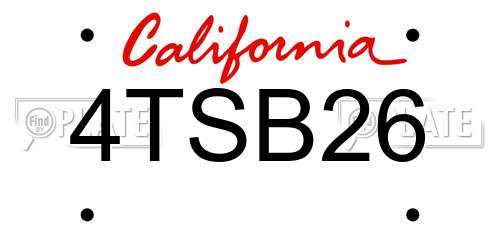 4TSB26 California License Plate