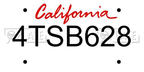 4TSB628 California License Plate