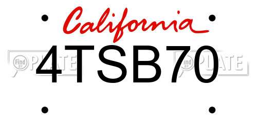 4TSB70 California License Plate