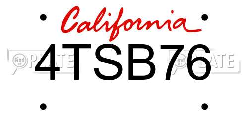 4TSB76 California License Plate