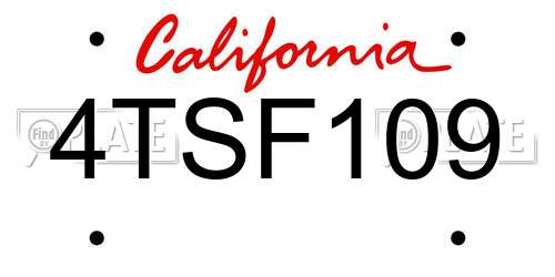 4TSF109 California License Plate