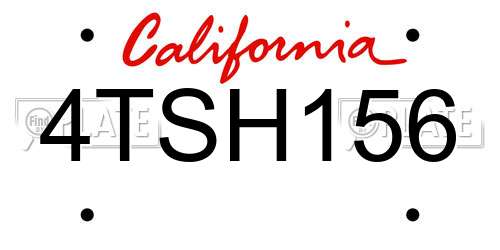 4TSH156 California License Plate