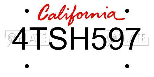 4TSH597 California License Plate