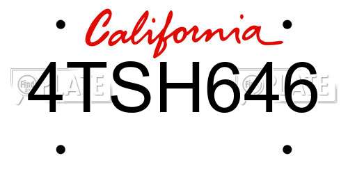 4TSH646 California License Plate