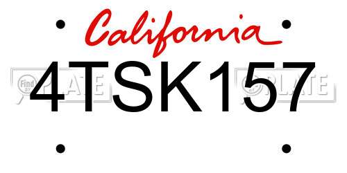 4TSK157 California License Plate