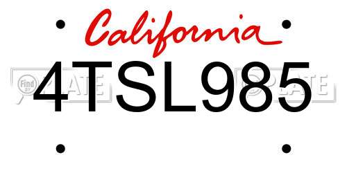 4TSL985 California License Plate