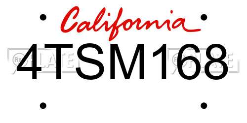 4TSM168 California License Plate