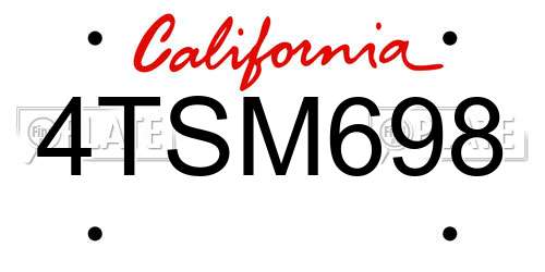 4TSM698 California License Plate