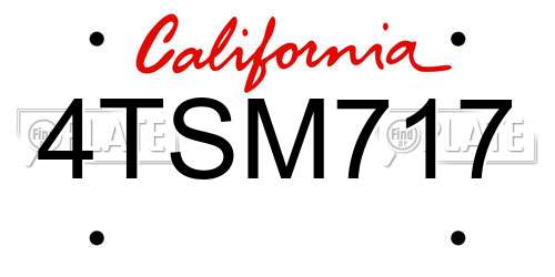 4TSM717 California License Plate