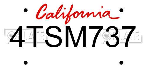 4TSM737 California License Plate