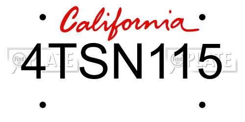 4TSN115 California License Plate