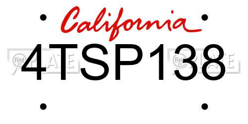 4TSP138 California License Plate