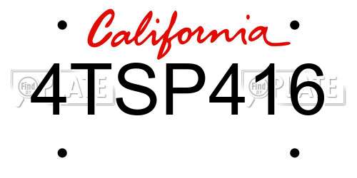 4TSP416 California License Plate